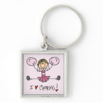 Stick Figure I Love Cheering T-shirts and Gifts Key Chain