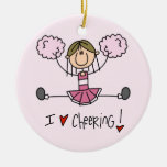 Stick Figure I Love Cheering T-shirts and Gifts Ornaments
