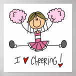 Stick Figure I Love Cheering T-shirts and Gifts Poster