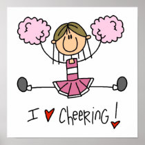 Stick Figure I Love Cheering T-shirts and Gifts Poster