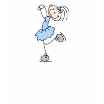 Stick Figure Ice Skater Blue Shirt