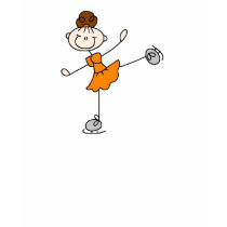 Stick Figure Ice Skater Orange Shirt