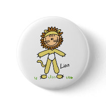 Stick Figure In Lion Suit Button