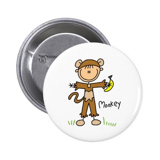 Stick Figure In Monkey Suit Button