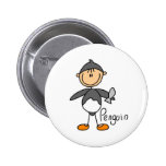 Stick Figure In Penguin Suit Button