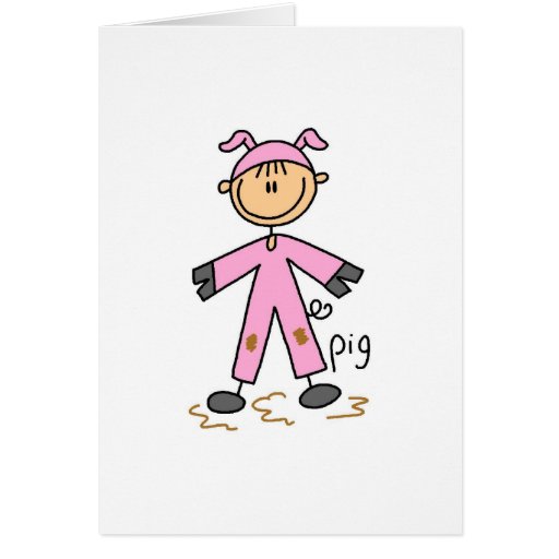 Stick Figure In Pig Suit Card