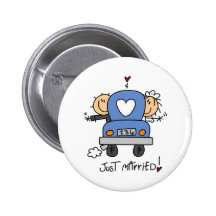 Stick Figure Just Married Buttons