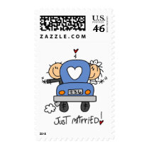 Stick Figure Just Married Postage Stamps