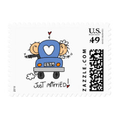   Stick Figure Just Married Postage Stamps