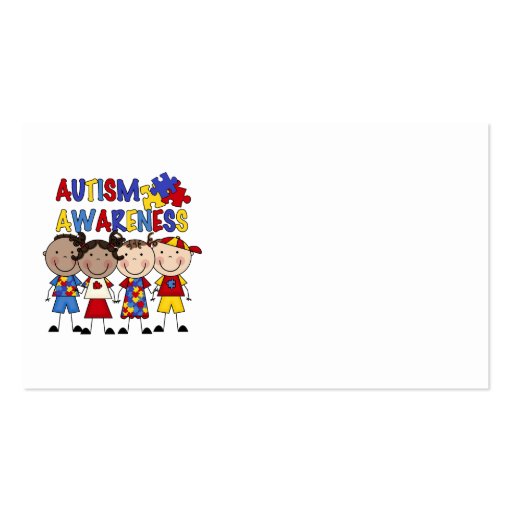Stick Figure Kids Autism Awareness Business Card Templates (back side)