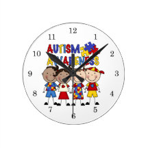 Stick Figure Kids Autism Awareness Clock