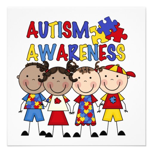 Stick Figure Kids Autism Awareness Personalized Invite