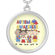 Stick Figure Kids Autism Awareness Personalized Necklace