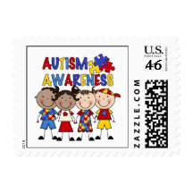 Stick Figure Kids Autism Awareness Postage Stamp