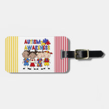 Stick Figure Kids Autism Awareness Travel Bag Tag