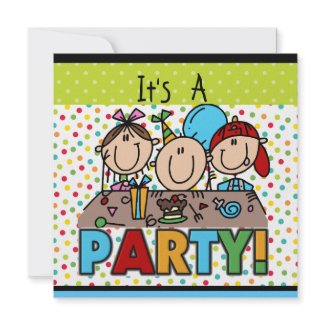 Stick Figure Kids Birthday Party Invitations invitation