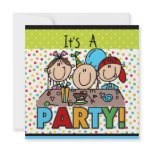 Stick Figure Kids Birthday Party Invitations
