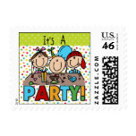 Stick Figure Kids Birthday Postage Stamps