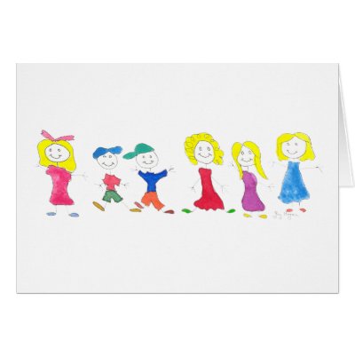 Stick Figure Kids Cards by ginyhogan