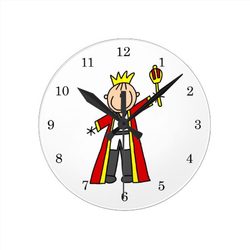 Stick Figure King Round Wall Clocks