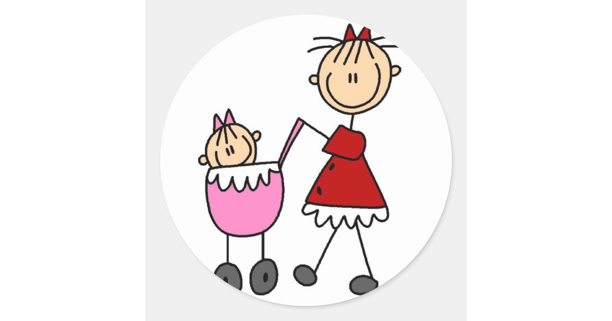 Stick Figure Mom And Baby Sticker | Zazzle