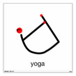 Stick figure of bow yoga pose with yoga text. wall decals