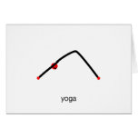 Stick figure of downward dog pose with yoga text. cards