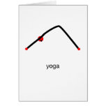 Stick figure of downward dog pose with yoga text. greeting card