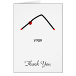 Stick figure of downward dog pose with yoga text. greeting card