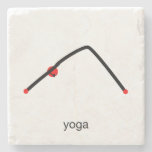 Stick figure of downward dog pose with yoga text. stone coaster