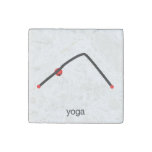 Stick figure of downward dog pose with yoga text. stone magnet