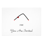 Stick figure of downward dog pose with yoga text. custom invite