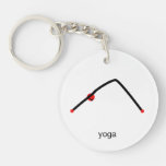 Stick figure of downward dog pose with yoga text. acrylic key chains