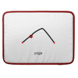 Stick figure of downward dog pose with yoga text. sleeves for MacBooks