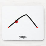 Stick figure of downward dog pose with yoga text. mousepads