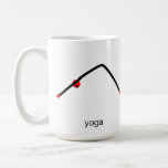 Stick figure of downward dog pose with yoga text. mugs