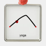 Stick figure of downward dog pose with yoga text. christmas ornament