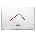 Stick figure of downward dog pose with yoga text. placemats