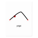 Stick figure of downward dog pose with yoga text. post cards