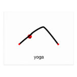 Stick figure of downward dog pose with yoga text. postcards