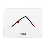 Stick figure of downward dog pose with yoga text. rectangular magnets