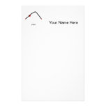 Stick figure of downward dog pose with yoga text. personalized stationery