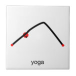 Stick figure of downward dog pose with yoga text. ceramic tiles