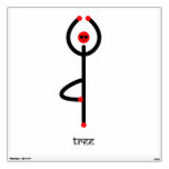 Stick figure of tree yoga pose with Sanskrit text. Wall Graphics