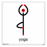Stick figure of tree yoga pose with yoga text. wall decal