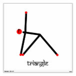 Stick figure of triangle yoga pose with Sanskrit Room Stickers