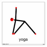 Stick figure of triangle yoga pose with yoga text. wall sticker