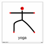 Stick figure of warrior 2 pose with yoga text. wall sticker