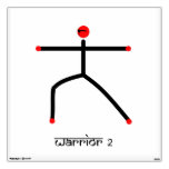Stick figure of warrior 2 yoga pose & Sanskrit Room Sticker