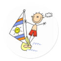 Stick Figure Parasailing Stickers